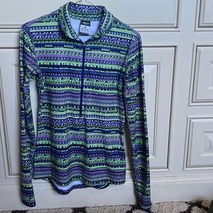 Nike Dry Fit Quarter Zip Top- green and purple long sleeve
